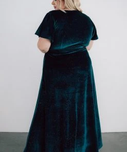 BB Custom Dresses Calvin Sparkle Velvet Wrap Dress | Jade