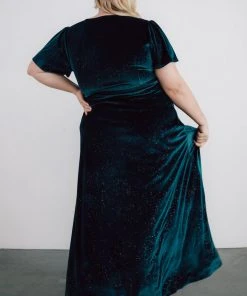 BB Custom Dresses Calvin Sparkle Velvet Wrap Dress | Jade