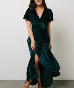 BB Custom Dresses Calvin Sparkle Velvet Wrap Dress | Jade