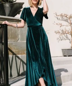 BB Custom Dresses Calvin Sparkle Velvet Wrap Dress | Jade