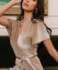 BB Custom Calvin Sparkle Velvet Wrap Dress | Shell