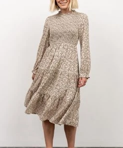 HAY Dresses Cambri Smocked Midi Dress | Beige Floral