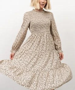 HAY Dresses Cambri Smocked Midi Dress | Beige Floral