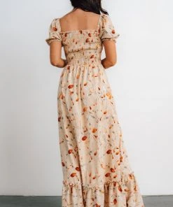 BB Custom Dresses Capri Smocked Maxi Dress | Golden Print