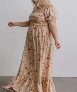 BB Custom Dresses Capri Smocked Maxi Dress | Golden Print