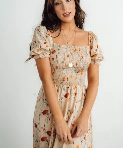 BB Custom Dresses Capri Smocked Maxi Dress | Golden Print