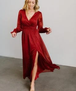 BB Custom Dresses Carmen Shimmer Maxi Dress | Rust