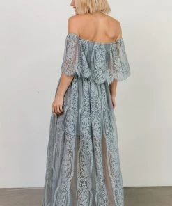 BB Custom Caroline Lace Maxi Dress | Dusty Blue Dresses