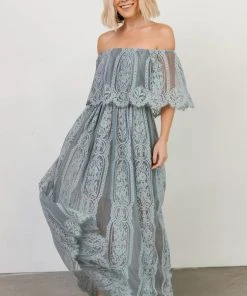 BB Custom Caroline Lace Maxi Dress | Dusty Blue Dresses
