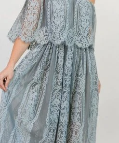 BB Custom Caroline Lace Maxi Dress | Dusty Blue Dresses