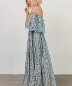 BB Custom Caroline Lace Maxi Dress | Dusty Blue Dresses