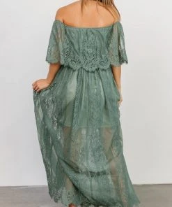 BB Custom Caroline Lace Maxi Dress | Dusty Green