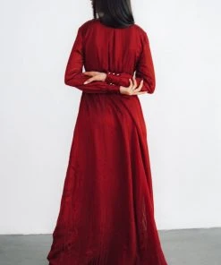 RR Dresses Celeste Shimmer Maxi Dress | Burgundy