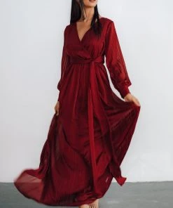 RR Dresses Celeste Shimmer Maxi Dress | Burgundy