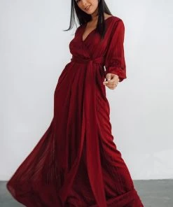 RR Dresses Celeste Shimmer Maxi Dress | Burgundy