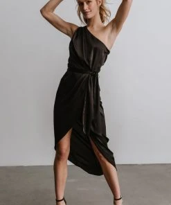 DD Celia One Shoulder Midi Dress | Black Dresses