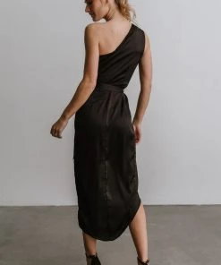 DD Celia One Shoulder Midi Dress | Black Dresses