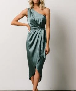 BB Custom Celia One Shoulder Midi Dress | Blue Sage Dresses