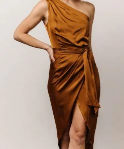 DD Celia One Shoulder Midi Dress | Bronze