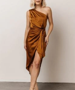 DD Celia One Shoulder Midi Dress | Bronze