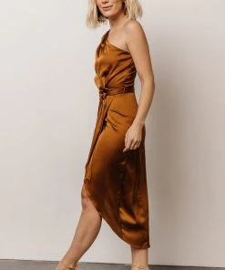 DD Celia One Shoulder Midi Dress | Bronze