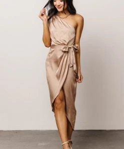 DD Celia One Shoulder Midi Dress | Champagne