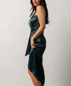 BB Custom Celia One Shoulder Midi Dress | Midnight Dresses