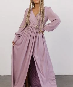 Soi Dresses Charity Shimmer Gown | Lilac + Silver