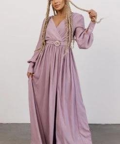 Soi Dresses Charity Shimmer Gown | Lilac + Silver