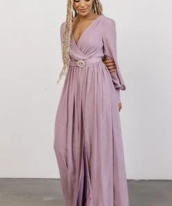 Soi Dresses Charity Shimmer Gown | Lilac + Silver