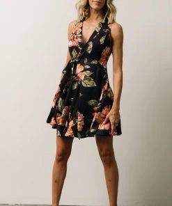 Soi Chrissy Mini Wrap Dress | Navy Floral Dresses