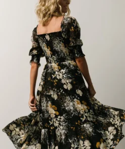 BB Custom Fabian Jacquard Midi Dress | Black Floral 6 BB Custom Fabian Jacquard Midi Dress | Black Floral
