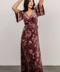 BB Custom Danielle Embossed Velvet Maxi Dress | Dusty Plum