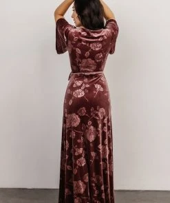 BB Custom Danielle Embossed Velvet Maxi Dress | Dusty Plum