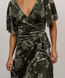 BB Custom Danielle Embossed Velvet Maxi Dress | Green