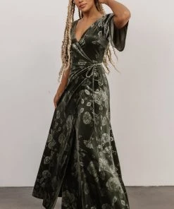 BB Custom Danielle Embossed Velvet Maxi Dress | Green