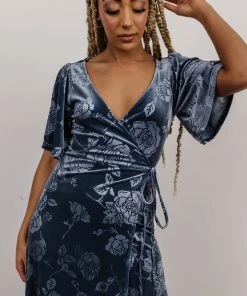 BB Custom Danielle Embossed Velvet Maxi Dress | Slate Dresses