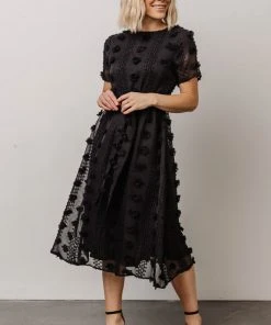 POL Darbi Floral Dot Midi Dress | Black Dresses