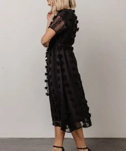 POL Darbi Floral Dot Midi Dress | Black Dresses