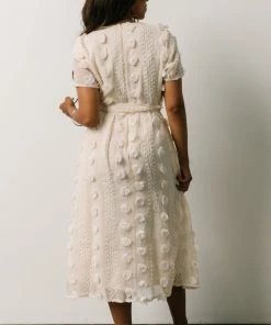 POL Darbi Floral Dot Midi Dress | Cream Dresses