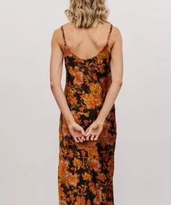 DF Deja Tank Midi Dress | Black + Gold Multi Print