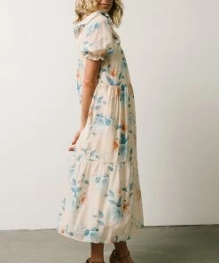 HAY Dora Baby Doll Midi Dress | Light Peach Floral