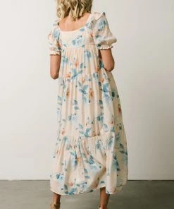 HAY Dora Baby Doll Midi Dress | Light Peach Floral