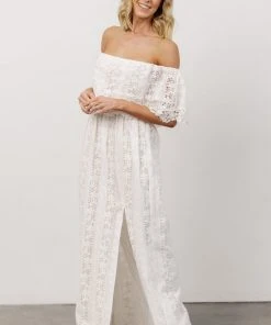 Soi Dove Lace Off Shoulder Maxi Dress | White Dresses