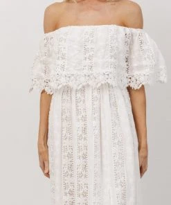 Soi Dove Lace Off Shoulder Maxi Dress | White Dresses