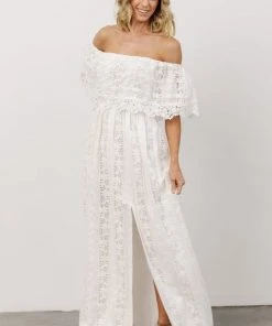 Soi Dove Lace Off Shoulder Maxi Dress | White Dresses