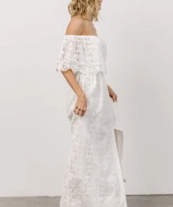 Soi Dove Lace Off Shoulder Maxi Dress | White Dresses
