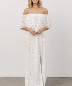 Soi Dove Lace Off Shoulder Maxi Dress | White Dresses