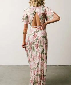 AK Eartha Open Back Wrap Dress | Orchid Floral Dresses