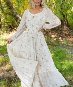 BB Custom Eden Smocked Maxi Dress | Mauve Print